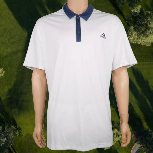 Adidas Men's Climacool Performance Polo Golf Shirt UPF 50+ Size 2XL White - Picture 1 of 7